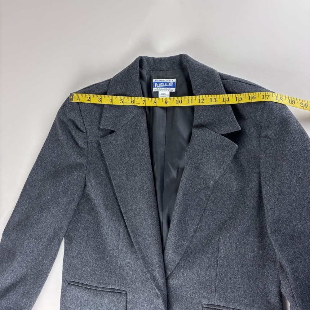 VTG Pendleton Women's Size 12 Gray 100% Wool Blazer Jacket Career One Button - Picture 9 of 12